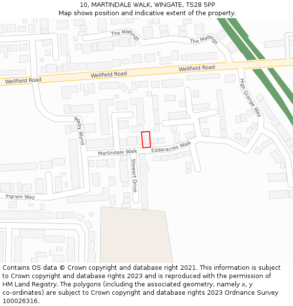 10, MARTINDALE WALK, WINGATE, TS28 5PP: Location map and indicative extent of plot