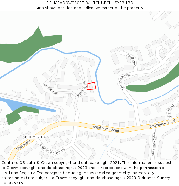 10, MEADOWCROFT, WHITCHURCH, SY13 1BD: Location map and indicative extent of plot