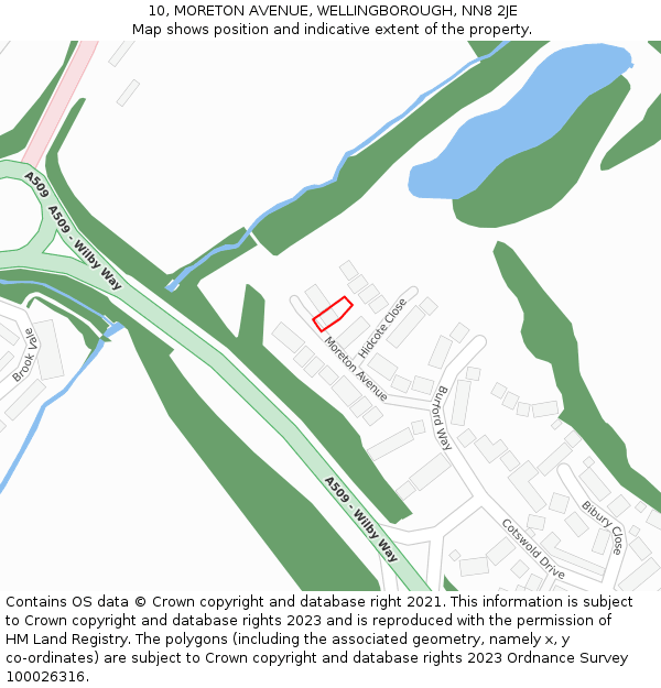 10, MORETON AVENUE, WELLINGBOROUGH, NN8 2JE: Location map and indicative extent of plot