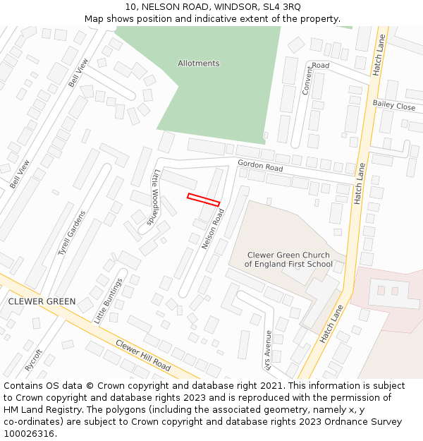 10, NELSON ROAD, WINDSOR, SL4 3RQ: Location map and indicative extent of plot