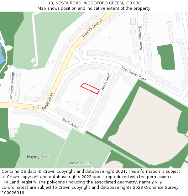10, NESTA ROAD, WOODFORD GREEN, IG8 9RG: Location map and indicative extent of plot