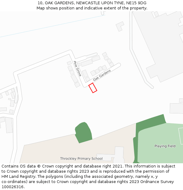 10, OAK GARDENS, NEWCASTLE UPON TYNE, NE15 9DG: Location map and indicative extent of plot