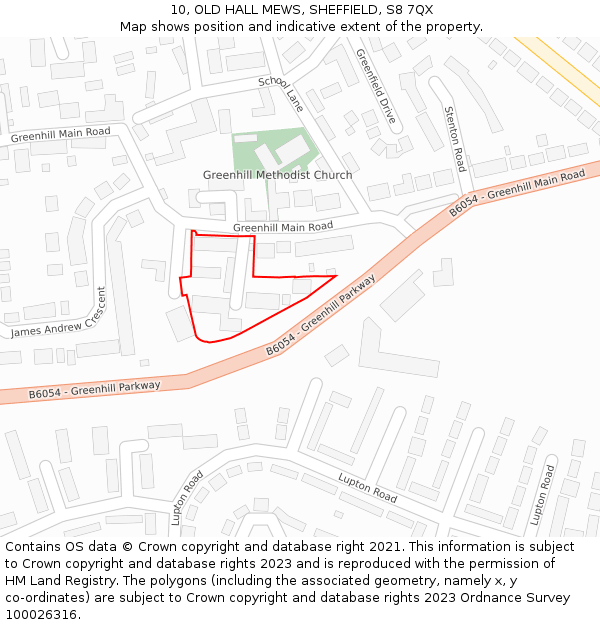 10, OLD HALL MEWS, SHEFFIELD, S8 7QX: Location map and indicative extent of plot