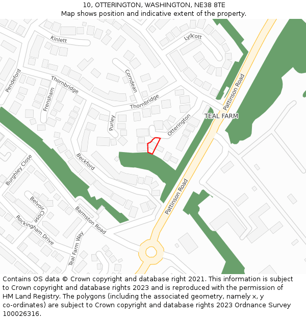 10, OTTERINGTON, WASHINGTON, NE38 8TE: Location map and indicative extent of plot