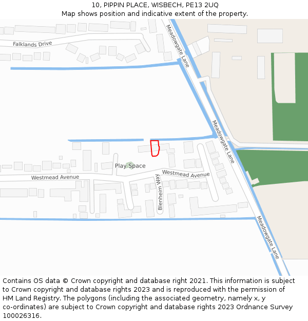 10, PIPPIN PLACE, WISBECH, PE13 2UQ: Location map and indicative extent of plot