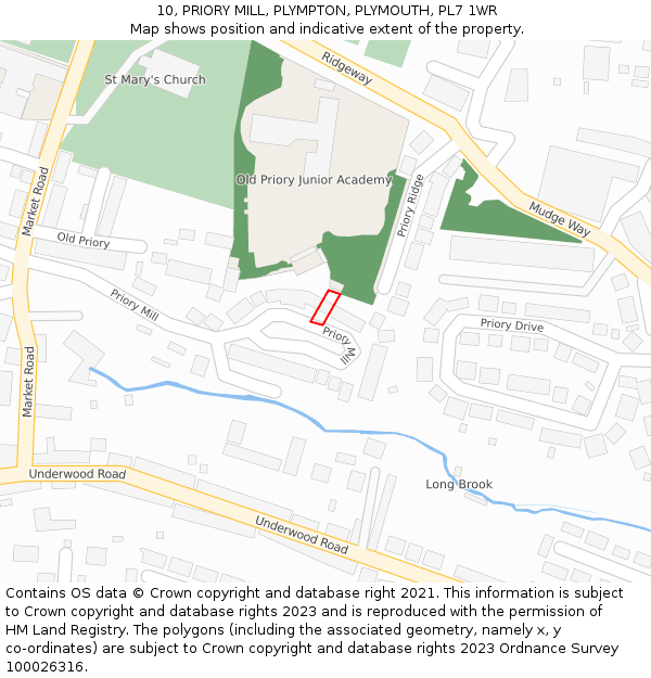 10, PRIORY MILL, PLYMPTON, PLYMOUTH, PL7 1WR: Location map and indicative extent of plot