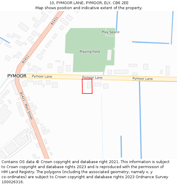 10, PYMOOR LANE, PYMOOR, ELY, CB6 2EE: Location map and indicative extent of plot