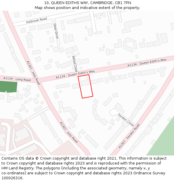 10, QUEEN EDITHS WAY, CAMBRIDGE, CB1 7PN: Location map and indicative extent of plot