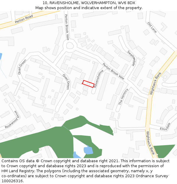 10, RAVENSHOLME, WOLVERHAMPTON, WV6 8DX: Location map and indicative extent of plot