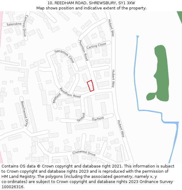 10, REEDHAM ROAD, SHREWSBURY, SY1 3XW: Location map and indicative extent of plot