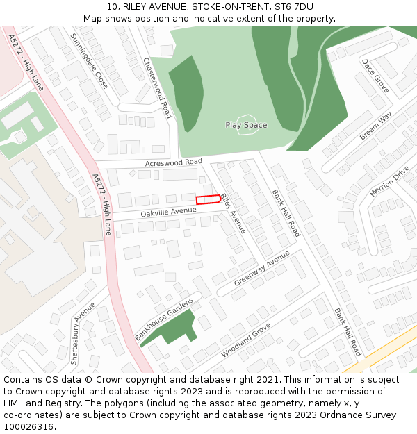 10, RILEY AVENUE, STOKE-ON-TRENT, ST6 7DU: Location map and indicative extent of plot