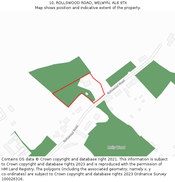 10, ROLLSWOOD ROAD, WELWYN, AL6 9TX: Location map and indicative extent of plot