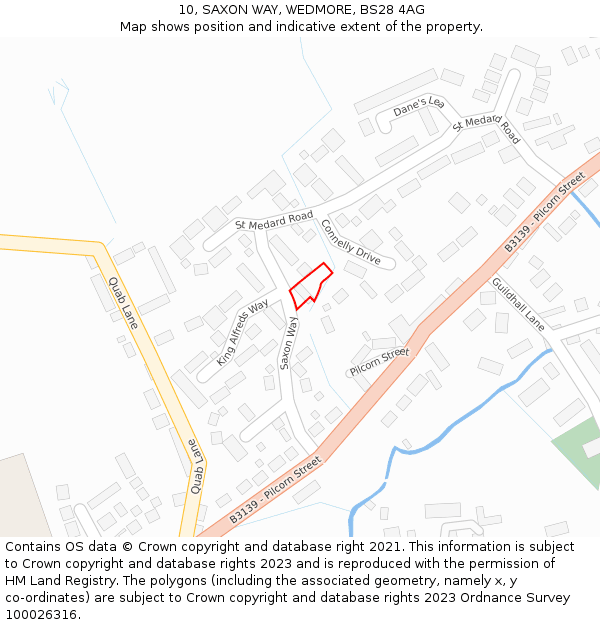 10, SAXON WAY, WEDMORE, BS28 4AG: Location map and indicative extent of plot