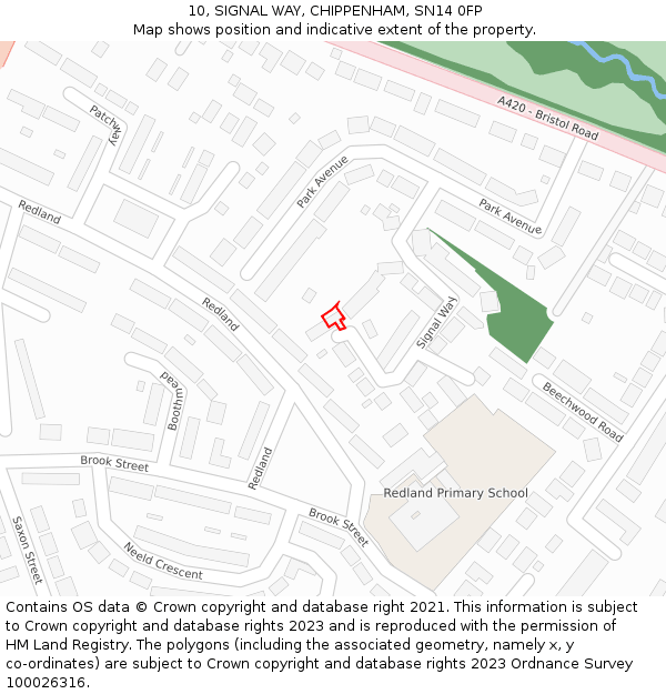 10, SIGNAL WAY, CHIPPENHAM, SN14 0FP: Location map and indicative extent of plot