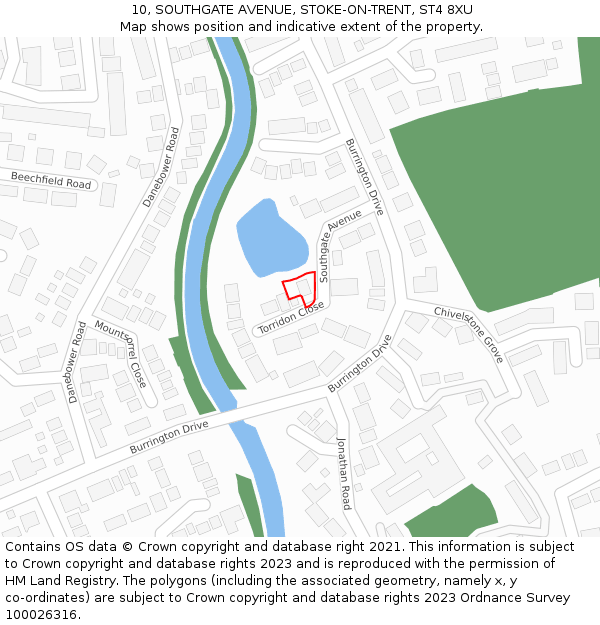 10, SOUTHGATE AVENUE, STOKE-ON-TRENT, ST4 8XU: Location map and indicative extent of plot