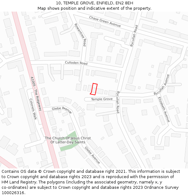 10, TEMPLE GROVE, ENFIELD, EN2 8EH: Location map and indicative extent of plot