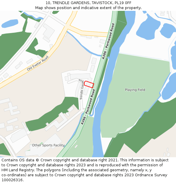 10, TRENDLE GARDENS, TAVISTOCK, PL19 0FF: Location map and indicative extent of plot