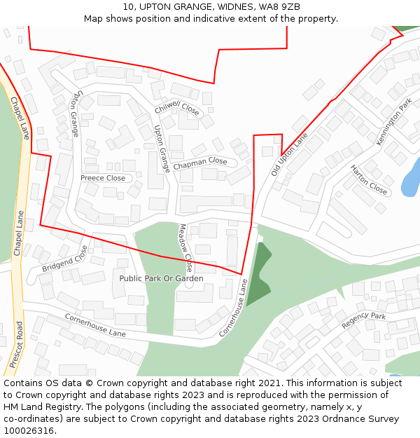 10, UPTON GRANGE, WIDNES, WA8 9ZB: Location map and indicative extent of plot