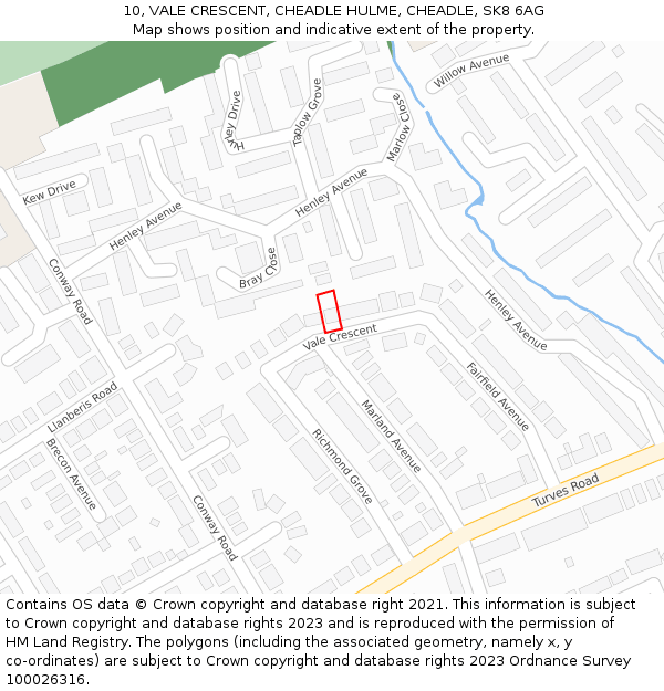 10, VALE CRESCENT, CHEADLE HULME, CHEADLE, SK8 6AG: Location map and indicative extent of plot