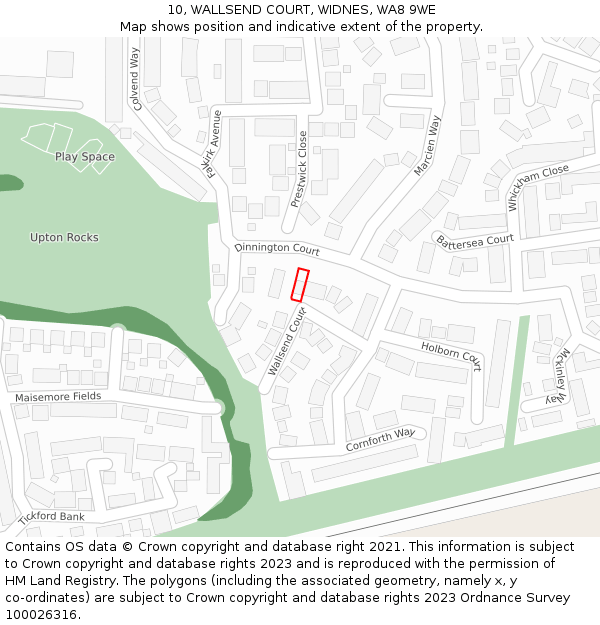 10, WALLSEND COURT, WIDNES, WA8 9WE: Location map and indicative extent of plot