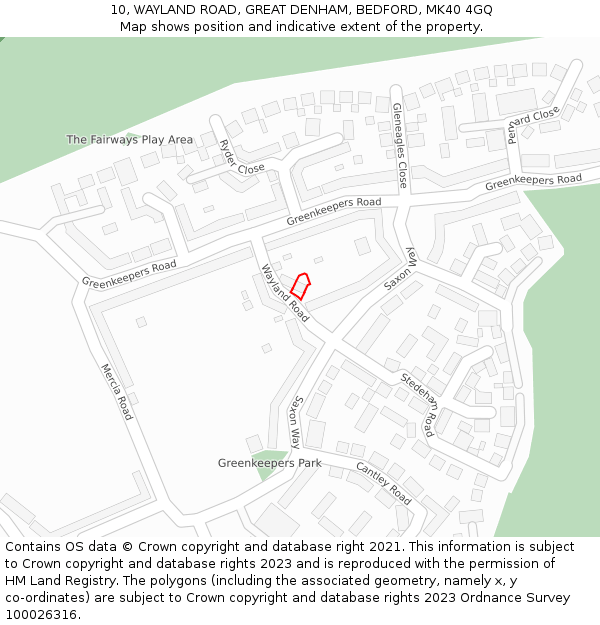 10, WAYLAND ROAD, GREAT DENHAM, BEDFORD, MK40 4GQ: Location map and indicative extent of plot