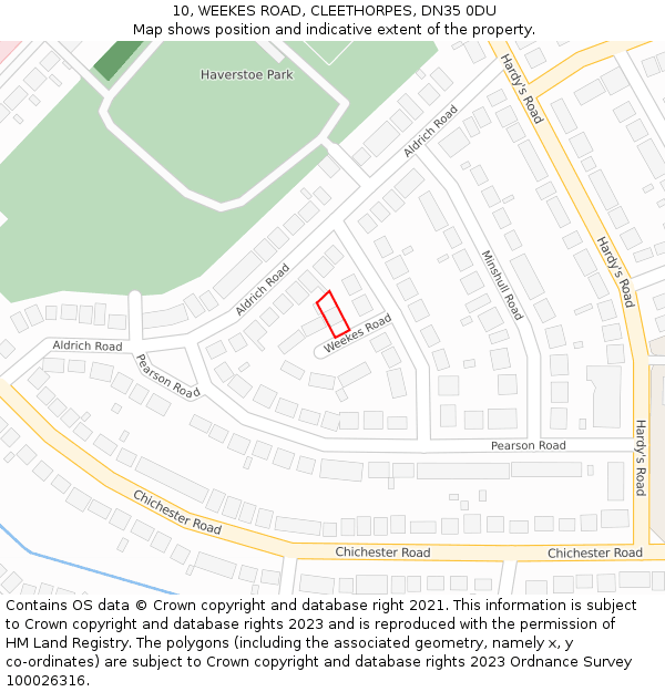 10, WEEKES ROAD, CLEETHORPES, DN35 0DU: Location map and indicative extent of plot