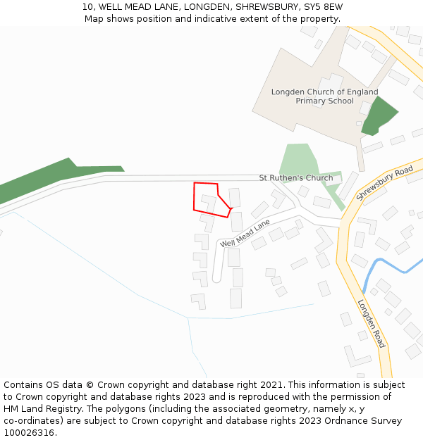 10, WELL MEAD LANE, LONGDEN, SHREWSBURY, SY5 8EW: Location map and indicative extent of plot