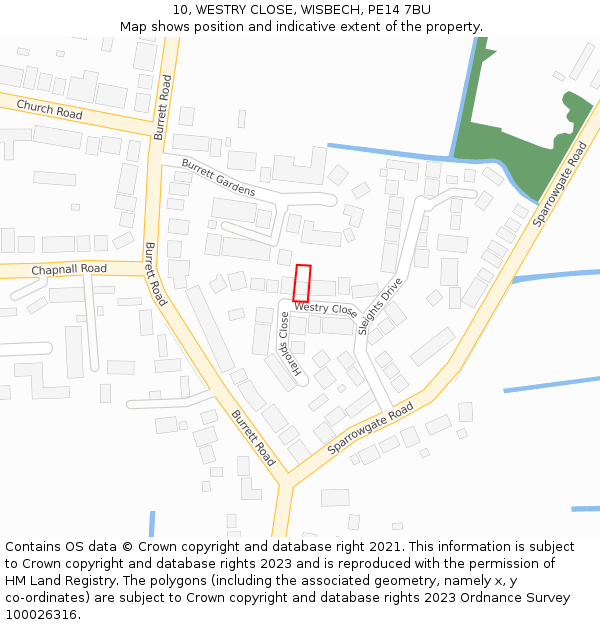 10, WESTRY CLOSE, WISBECH, PE14 7BU: Location map and indicative extent of plot