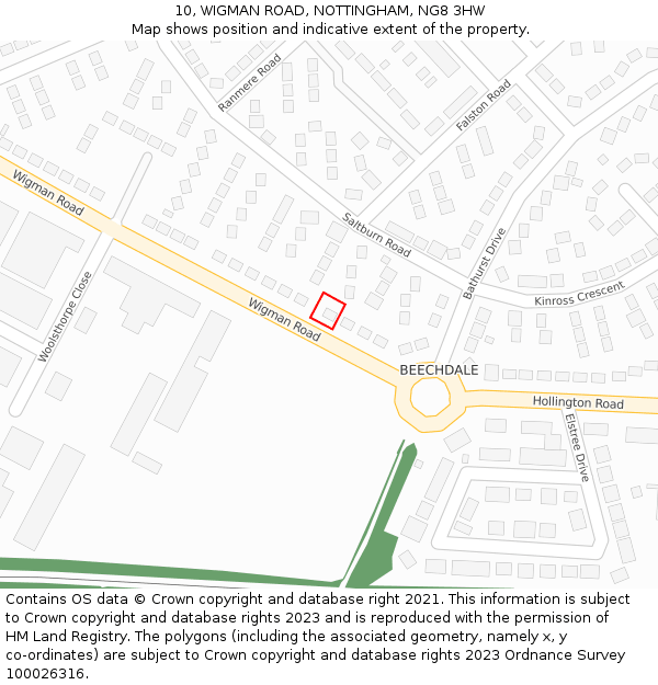 10, WIGMAN ROAD, NOTTINGHAM, NG8 3HW: Location map and indicative extent of plot