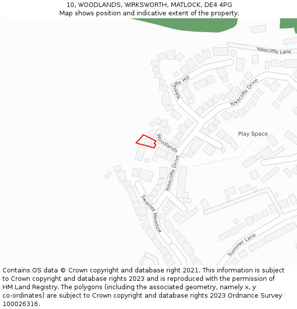 10, WOODLANDS, WIRKSWORTH, MATLOCK, DE4 4PG: Location map and indicative extent of plot