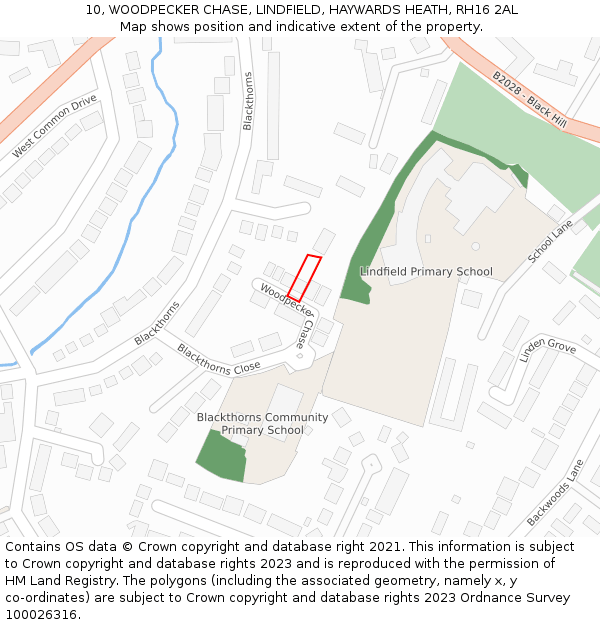 10, WOODPECKER CHASE, LINDFIELD, HAYWARDS HEATH, RH16 2AL: Location map and indicative extent of plot
