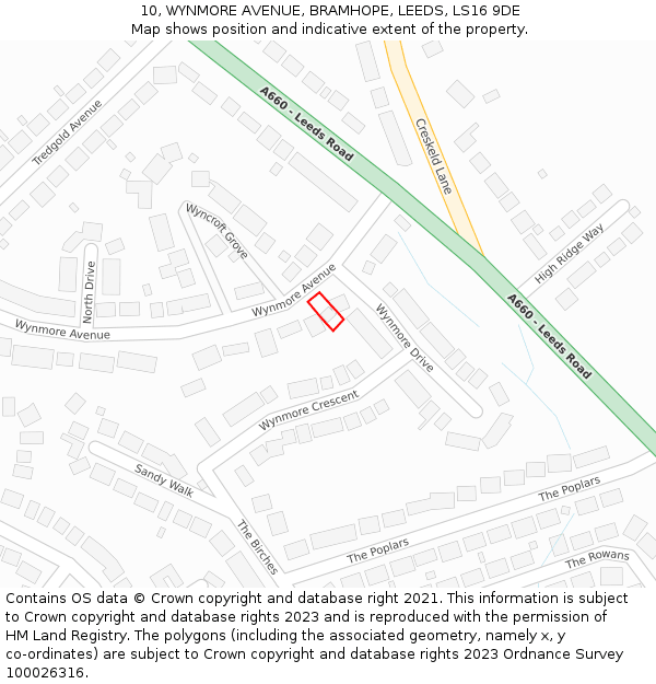 10, WYNMORE AVENUE, BRAMHOPE, LEEDS, LS16 9DE: Location map and indicative extent of plot