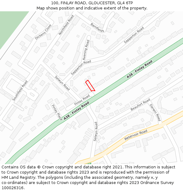 100, FINLAY ROAD, GLOUCESTER, GL4 6TP: Location map and indicative extent of plot