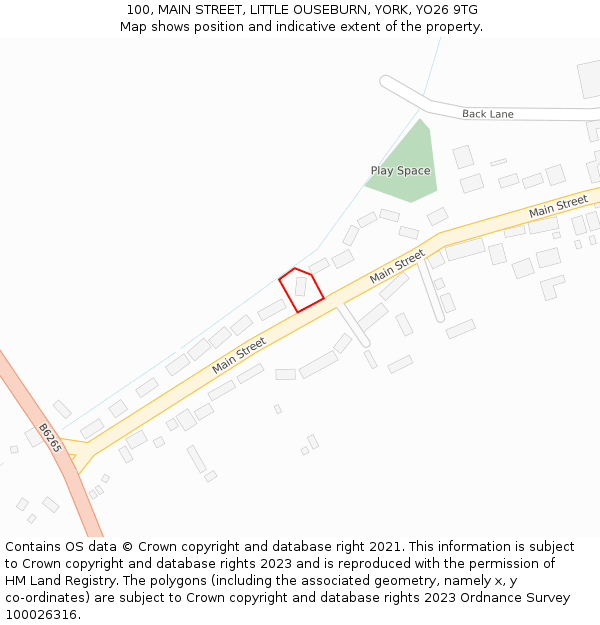 100, MAIN STREET, LITTLE OUSEBURN, YORK, YO26 9TG: Location map and indicative extent of plot