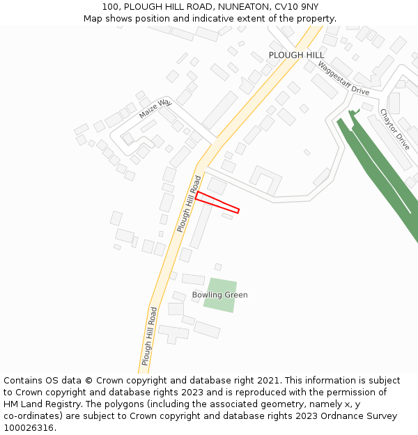 100, PLOUGH HILL ROAD, NUNEATON, CV10 9NY: Location map and indicative extent of plot