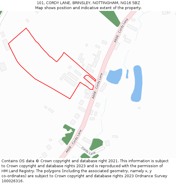 101, CORDY LANE, BRINSLEY, NOTTINGHAM, NG16 5BZ: Location map and indicative extent of plot