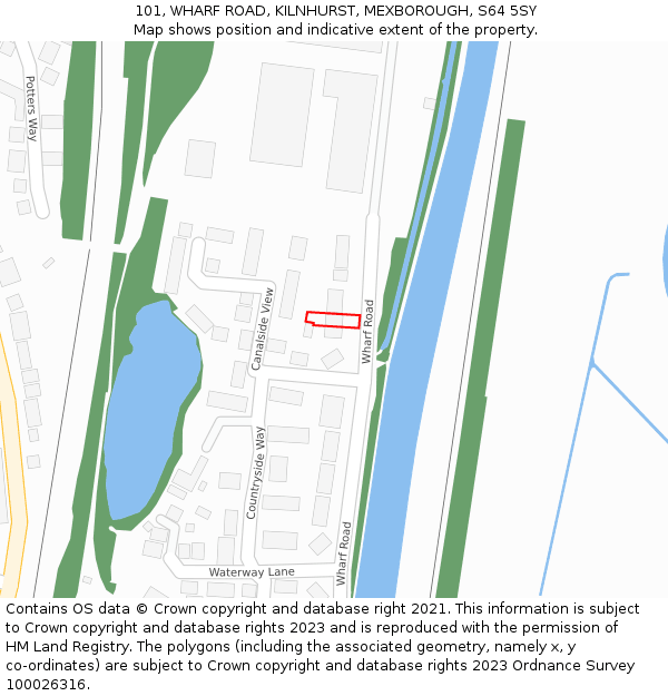 101, WHARF ROAD, KILNHURST, MEXBOROUGH, S64 5SY: Location map and indicative extent of plot