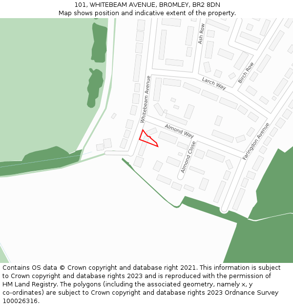 101, WHITEBEAM AVENUE, BROMLEY, BR2 8DN: Location map and indicative extent of plot