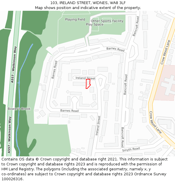 103, IRELAND STREET, WIDNES, WA8 3LF: Location map and indicative extent of plot