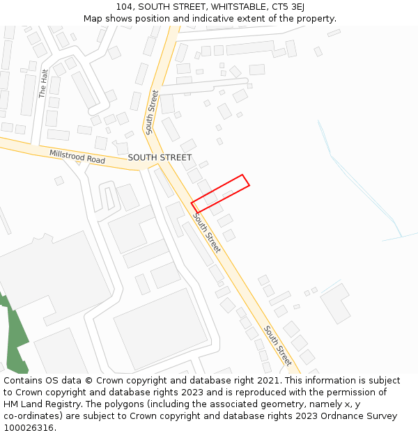 104, SOUTH STREET, WHITSTABLE, CT5 3EJ: Location map and indicative extent of plot