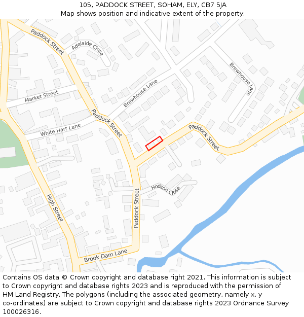 105, PADDOCK STREET, SOHAM, ELY, CB7 5JA: Location map and indicative extent of plot