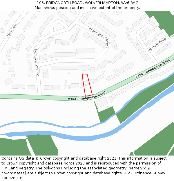 106, BRIDGNORTH ROAD, WOLVERHAMPTON, WV6 8AG: Location map and indicative extent of plot