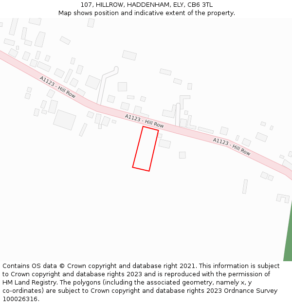 107, HILLROW, HADDENHAM, ELY, CB6 3TL: Location map and indicative extent of plot