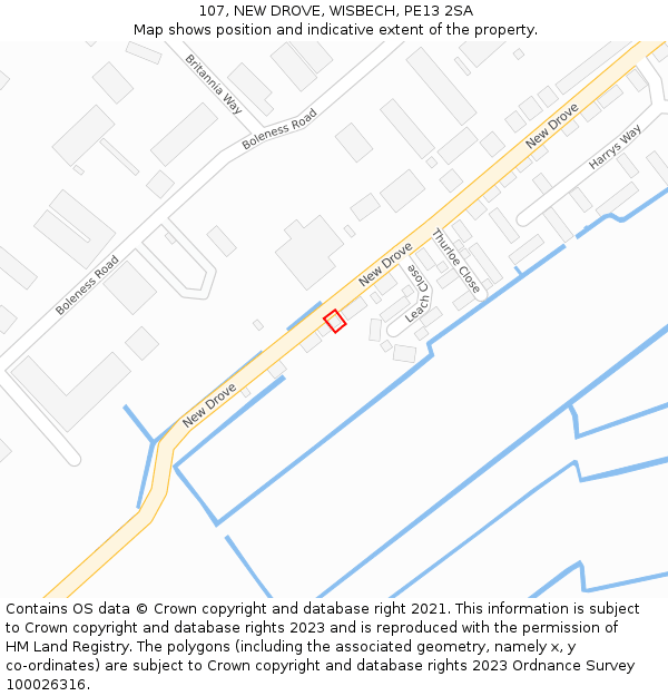 107, NEW DROVE, WISBECH, PE13 2SA: Location map and indicative extent of plot