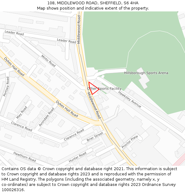 108, MIDDLEWOOD ROAD, SHEFFIELD, S6 4HA: Location map and indicative extent of plot