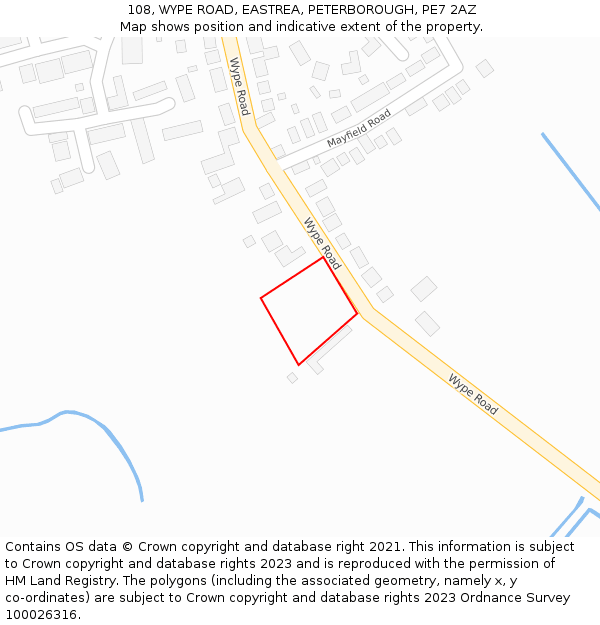 108, WYPE ROAD, EASTREA, PETERBOROUGH, PE7 2AZ: Location map and indicative extent of plot