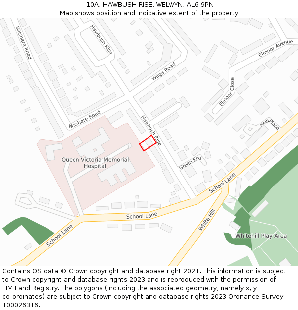 10A, HAWBUSH RISE, WELWYN, AL6 9PN: Location map and indicative extent of plot