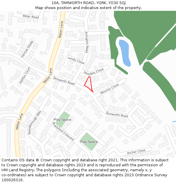 10A, TAMWORTH ROAD, YORK, YO30 5GJ: Location map and indicative extent of plot