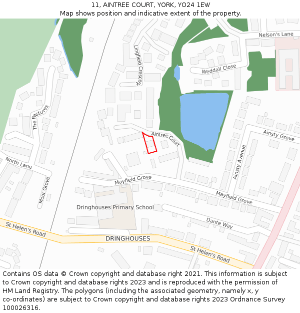 11, AINTREE COURT, YORK, YO24 1EW: Location map and indicative extent of plot