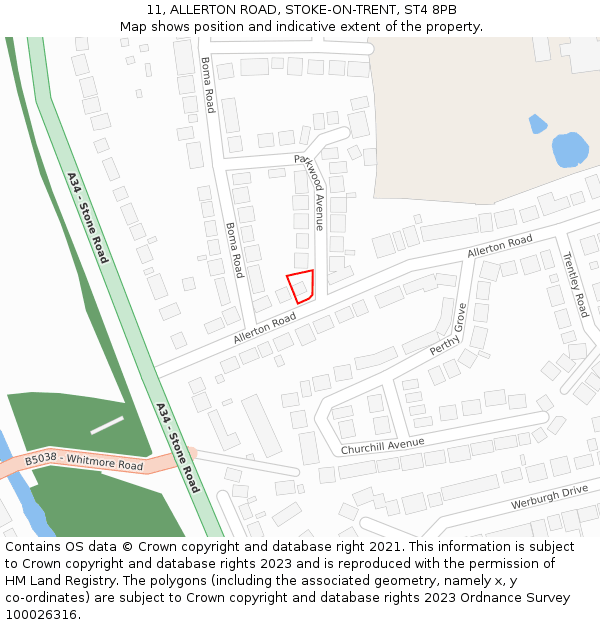 11, ALLERTON ROAD, STOKE-ON-TRENT, ST4 8PB: Location map and indicative extent of plot